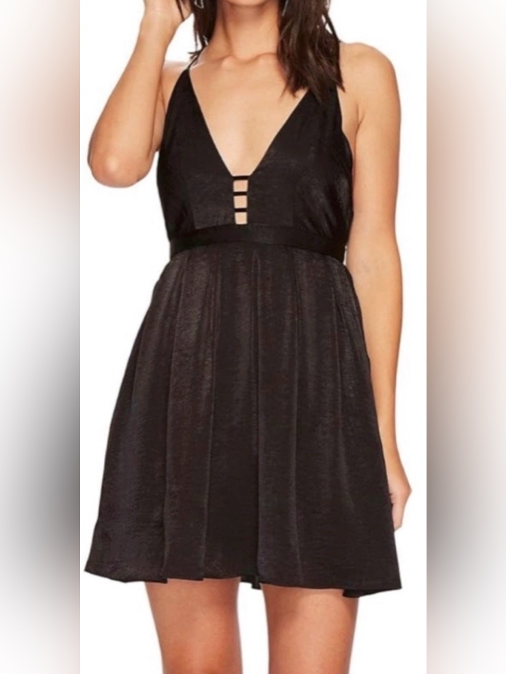 Free People “Gabby’s Party All Night” Fit & Flare Mini Dress Black Size 8 EUC